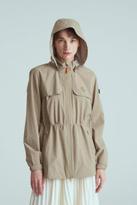 BIRDIE Womens Golf Rain Jacket - Beige CornerGreenGolf